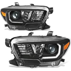 DNA MOTORING Pair of Headlight Assemblies Compatible With Tacoma 2016-2023, Halogen, Full Black Bezel w/LED DRL, OEM-HL-0250 in Saudi Arabia