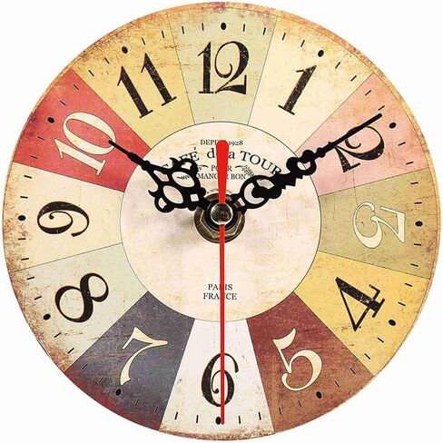 Vintage Round MDF Wall Clock, Stylish Patterns, AA Battery Operated, Decorative Clock for Home Office(Twenty-Eight) in Saudi Arabia