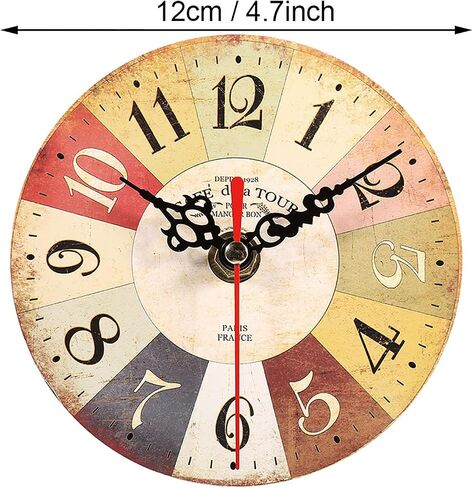 Vintage Round MDF Wall Clock, Stylish Patterns, AA Battery Operated, Decorative Clock for Home Office(Twenty-Eight) in Saudi Arabia