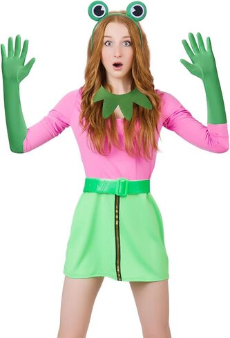3 Pcs Frog Costume Accessory Set Green Frog Headband Gloves Collar for Halloween Cosplay Party World Book Day Dress Up in Saudi Arabia