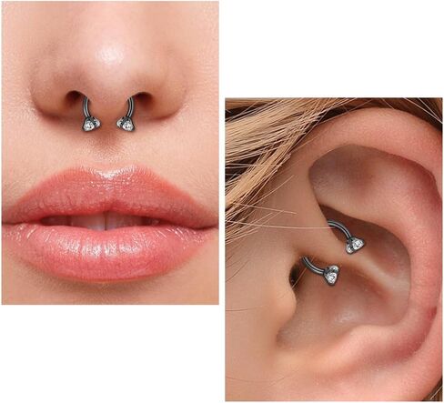 AVYRING حلقات الحاجز 16 جرام حلقات الأنف حدوة الحصان مجوهرات الحاجز الصلب الجراحية الأطواق السوداء الغضروف اللولب Daith Tragus حلق هوب الأنف هوب الدائري هالوين سبايك الشفاه ثقب المجوهرات للنساء الرجال in Kuwait