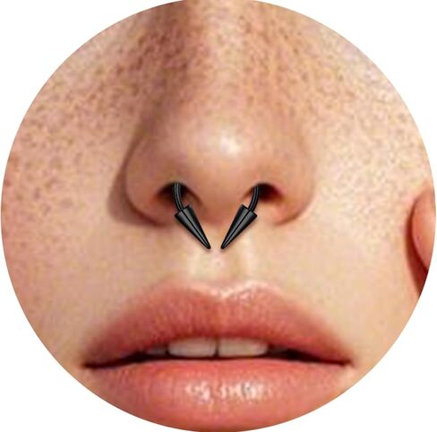 AVYRING حلقات الحاجز 16 جرام حلقات الأنف حدوة الحصان مجوهرات الحاجز الصلب الجراحية الأطواق السوداء الغضروف اللولب Daith Tragus حلق هوب الأنف هوب الدائري هالوين سبايك الشفاه ثقب المجوهرات للنساء الرجال in Kuwait