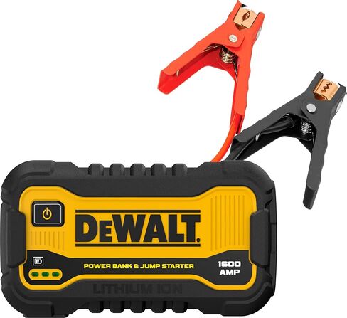 DEWALT DXAELJ25 2500 Peak Amp Li-ion Jump Starter Pack - منفذ USB 3.1 أمبير، منفذ USB-C؛ المشابك الذكية للسلامة. ضوء منطقة LED؛ يحمل تهمة لمدة 1+ سنة؛ مثالية للمحركات V8 والمحركات الأكبر حجمًا in Saudi Arabia