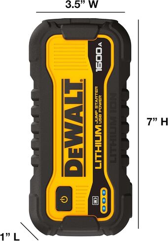 DEWALT DXAELJ25 2500 Peak Amp Li-ion Jump Starter Pack - منفذ USB 3.1 أمبير، منفذ USB-C؛ المشابك الذكية للسلامة. ضوء منطقة LED؛ يحمل تهمة لمدة 1+ سنة؛ مثالية للمحركات V8 والمحركات الأكبر حجمًا in Saudi Arabia