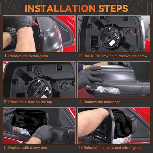 أغطية أغطية مرايا جانبية سوداء لامعة متوافقة مع 2019-2025 دودج رام 1500، أغطية إطار مرآة الباب لرام 1500 زوج بديل مع فتحات إشارة الانعطاف in Kuwait