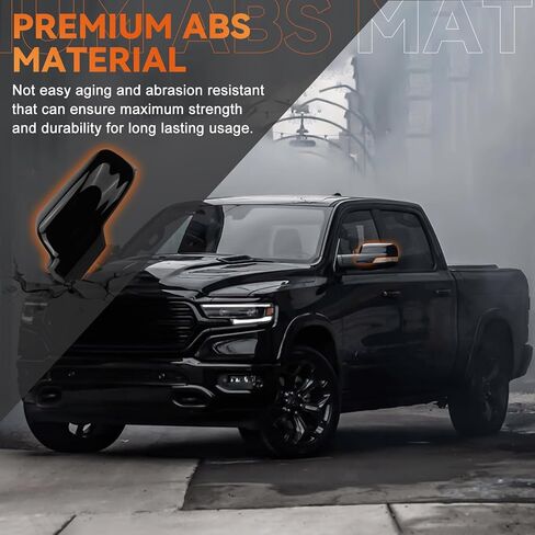 أغطية أغطية مرايا جانبية سوداء لامعة متوافقة مع 2019-2025 دودج رام 1500، أغطية إطار مرآة الباب لرام 1500 زوج بديل مع فتحات إشارة الانعطاف in Kuwait