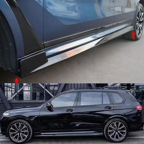 متوافق مع BMW X7 G07 M Sport 2019-2025 طقم تنورة جانبية سوداء لامعة لتزيين الشفاه in Saudi Arabia