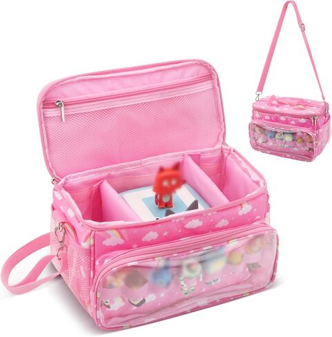 for Tonies Carrying Case, Toniebox Case for Tonies Figures,Tonie Characters, Tonies Storage and Organizer with Shoulder Strap,Tonies Box Starter Set,Tonies Headphones,Charging Station Bag (Pink) in Kuwait
