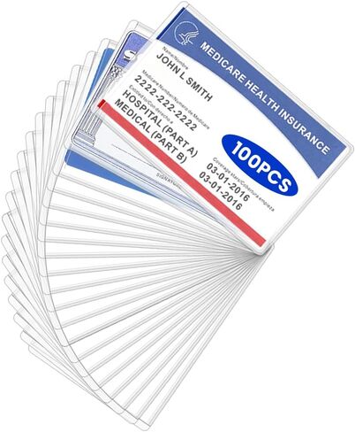 20 Pack New Medicare Card Holder Protector Sleeves, Clear PVC Card Sleeves, Waterproof Social Security Card Protector, Card Cover for Business Cards, ID Cards, Debit Card in Kuwait