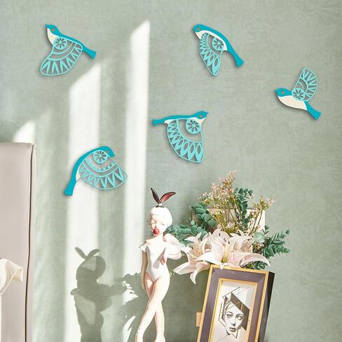 Metal Bird Wall Art for Bathroom - Farmhouse Rustic Flying Birds Wall Decor Arts - Folk Scandinavian Great Gift Home Decor for Indoor Outdoor Yard (Teal) in Kuwait
