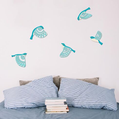 Metal Bird Wall Art for Bathroom - Farmhouse Rustic Flying Birds Wall Decor Arts - Folk Scandinavian Great Gift Home Decor for Indoor Outdoor Yard (Teal) in Kuwait