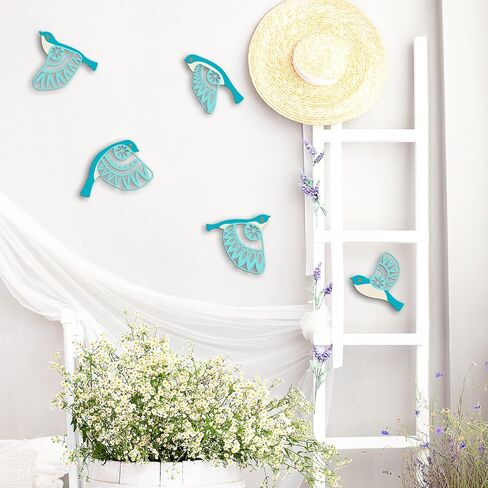 Metal Bird Wall Art for Bathroom - Farmhouse Rustic Flying Birds Wall Decor Arts - Folk Scandinavian Great Gift Home Decor for Indoor Outdoor Yard (Teal) in Kuwait