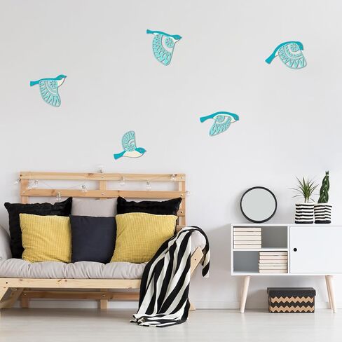 Metal Bird Wall Art for Bathroom - Farmhouse Rustic Flying Birds Wall Decor Arts - Folk Scandinavian Great Gift Home Decor for Indoor Outdoor Yard (Teal) in Kuwait