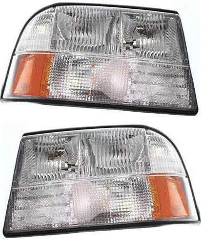 Garage-Pro Headlights Assembly Driver Passenger for GMC Sonoma 1998-2004 Halogen with Bulbs Fits SL, SLE & SLS, Without Fog Lights Replaces #16526227, 16526228 in Saudi Arabia