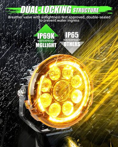 مصابيح LED مساعدة للدراجات النارية - مصابيح ضباب فائقة السطوع 29000LM، شعاع أبيض كهرمان عالي/منخفض، أوضاع ستروب، مقاومة للماء IP69K، حامل قابل للتعديل 360 درجة للدراجات النارية ADV Truck UTV Touring Sport in Kuwait