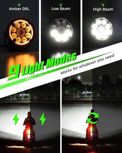 مصابيح LED مساعدة للدراجات النارية - مصابيح ضباب فائقة السطوع 29000LM، شعاع أبيض كهرمان عالي/منخفض، أوضاع ستروب، مقاومة للماء IP69K، حامل قابل للتعديل 360 درجة للدراجات النارية ADV Truck UTV Touring Sport in Kuwait
