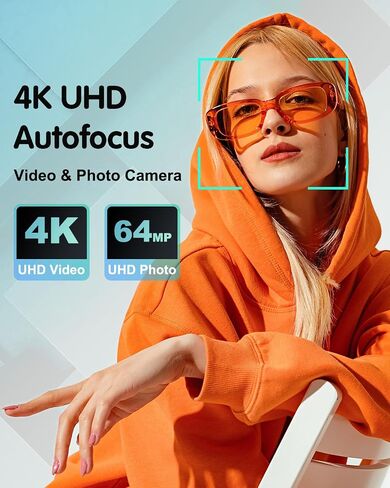 4K Digital Camera for Photography, 64MP Autofocus Vlogging Camera for YouTube with Selfie Lens, Compact Travel Video Camera with Flash, 16X Zoom, Anti-Shake, 32GB Card, 2 Batteries(Black) in Saudi Arabia