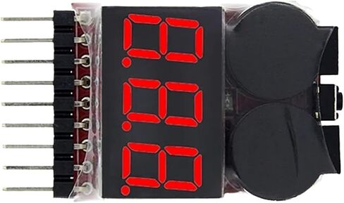جهاز اختبار جهد البطارية 1-8S BBX1-8S 2IN1/إنذار صفارة الجهد المنخفض/مدقق جهد البطارية مكبرات صوت مزدوجة (صندوق أسود 1-8S) in Saudi Arabia