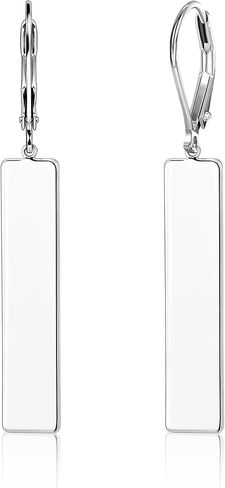 Sterling Silver Dangle Earrings for Women Trendy Long Bar Dangle Drop Earrings for Women 14K Gold Plated Hypoallergenic Lightweight French Leverback Earings in Saudi Arabia