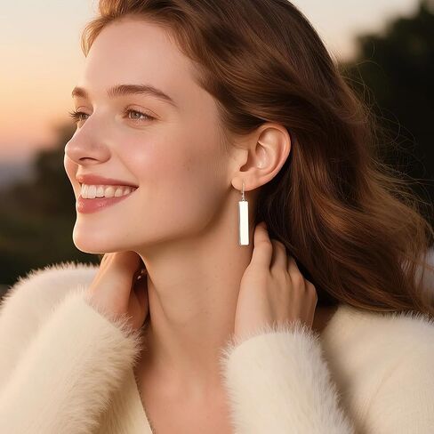 Sterling Silver Dangle Earrings for Women Trendy Long Bar Dangle Drop Earrings for Women 14K Gold Plated Hypoallergenic Lightweight French Leverback Earings in Saudi Arabia