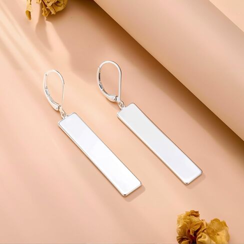 Sterling Silver Dangle Earrings for Women Trendy Long Bar Dangle Drop Earrings for Women 14K Gold Plated Hypoallergenic Lightweight French Leverback Earings in Saudi Arabia