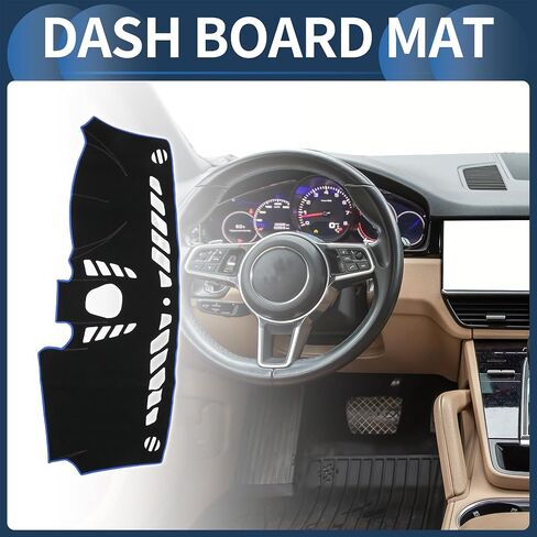 Dash Cover, Center Console Non-Slip Dashboard Carpet Mat for Porsche Cayenne 2011-2015 High Configuration Polyester Black Blue,1Pc in Saudi Arabia