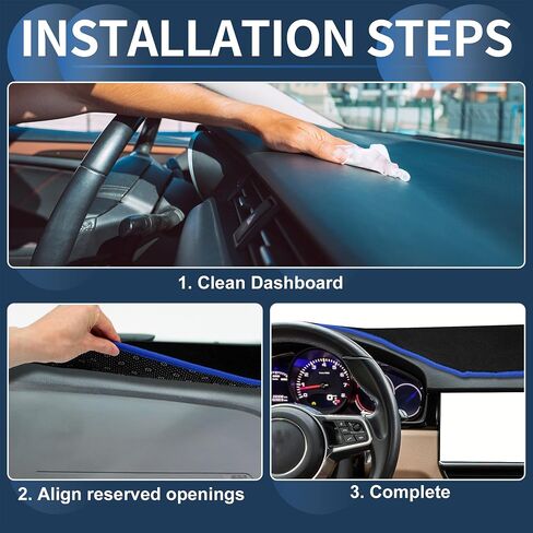 Dash Cover, Center Console Non-Slip Dashboard Carpet Mat for Porsche Cayenne 2011-2015 High Configuration Polyester Black Blue,1Pc in Saudi Arabia