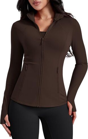 AVGO Womens Workout Jackets Lightweight Athletic Zip Up Jacket Slim Fit Running Gym Top with Pockets & Thumb Holes in Kuwait
