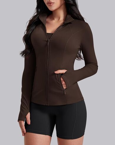 AVGO Womens Workout Jackets Lightweight Athletic Zip Up Jacket Slim Fit Running Gym Top with Pockets & Thumb Holes in Kuwait