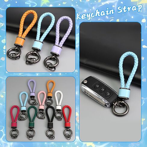 XIMEO Lanyard Keychain Strap - سلسلة مفاتيح مضفرة من جلد البولي يوريثان مع حلقة لمفاتيح السيارة، ومفاتيح المنزل، والحقائب، والاستخدام اليومي in Kuwait