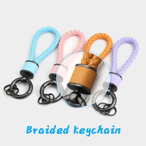 XIMEO Lanyard Keychain Strap - سلسلة مفاتيح مضفرة من جلد البولي يوريثان مع حلقة لمفاتيح السيارة، ومفاتيح المنزل، والحقائب، والاستخدام اليومي in Kuwait
