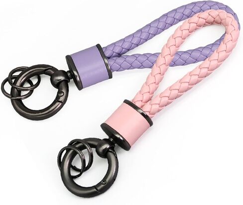XIMEO Lanyard Keychain Strap - سلسلة مفاتيح مضفرة من جلد البولي يوريثان مع حلقة لمفاتيح السيارة، ومفاتيح المنزل، والحقائب، والاستخدام اليومي in Kuwait