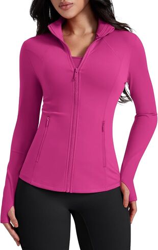 AVGO Womens Workout Jackets Lightweight Athletic Zip Up Jacket Slim Fit Running Gym Top with Pockets & Thumb Holes in Kuwait