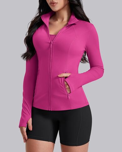 AVGO Womens Workout Jackets Lightweight Athletic Zip Up Jacket Slim Fit Running Gym Top with Pockets & Thumb Holes in Kuwait