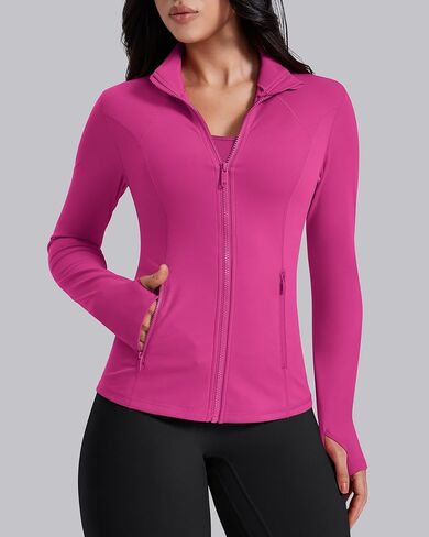 AVGO Womens Workout Jackets Lightweight Athletic Zip Up Jacket Slim Fit Running Gym Top with Pockets & Thumb Holes in Kuwait