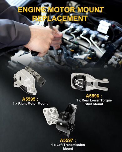 مجموعة حامل محرك OCPTY وحامل ناقل الحركة ومجموعة دعامة عزم الدوران متوافقة مع محرك توربو 2012-2016 Sonic 1.4T L4 ومحرك 2012-2016 Sonic 1.8L L4 # A5595 A5596 A5597 (3 قطع) in Saudi Arabia