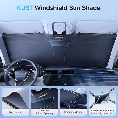 KUST Custom Fit Windshield Sun Shade for 2019-2024 Audi Q8 Accessories Sunshade Sun Visor Protector Foldable Blocks UV Rays Keep Your Car Cooler in Saudi Arabia