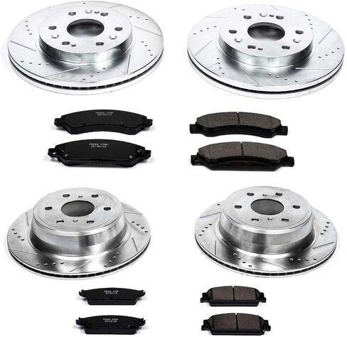 Power Stop K2068 Front and Rear Z23 Carbon Fiber Brake Pads with Drilled and Slotted Brake Rotors Kit For 2007 2008 Escalade Avalanche [Models with #285/286C Caliper Bracket | 2007 Suburban Yukon in Saudi Arabia