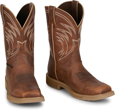 Justin Daywork 11" Waterproof Men's Leather Work Boots with Durable Slip-Resistant Sole, Safety Toe, Comfortable Fit in Saudi Arabia