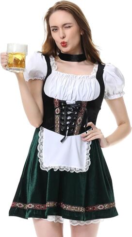 LMYOVE Ladies' German Beer Festival Costumes Bavarian Oktoberfest Puff Sleeve Velvet Adult German Dresses in Saudi Arabia