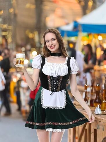 LMYOVE Ladies' German Beer Festival Costumes Bavarian Oktoberfest Puff Sleeve Velvet Adult German Dresses in Saudi Arabia