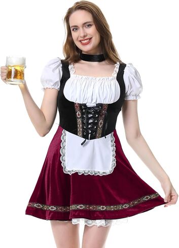 LMYOVE Ladies' German Beer Festival Costumes Bavarian Oktoberfest Puff Sleeve Velvet Adult German Dresses in Saudi Arabia