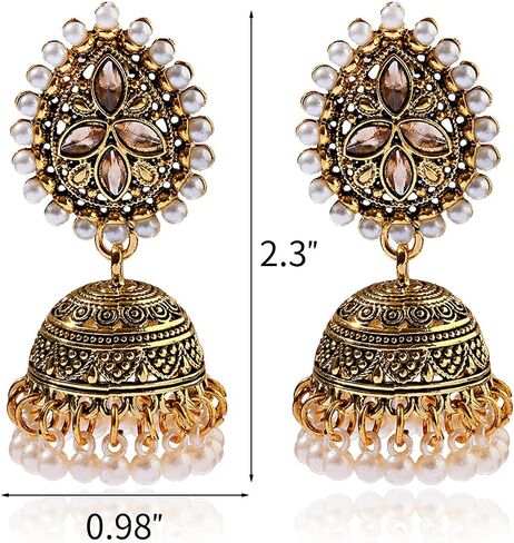 أقراط هندية من Jhumkas ملابس هندية للنساء أقراط هنود ذهبية متدلية فساتين هنود عصرية 2025 in Kuwait