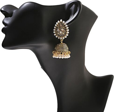 أقراط هندية من Jhumkas ملابس هندية للنساء أقراط هنود ذهبية متدلية فساتين هنود عصرية 2025 in Kuwait