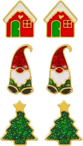 Christmas Bow Earrings for Women Xmas Earring Red Ball Bow Earrings Christmas New Year Red Earrings in Kuwait