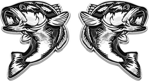 Bass Emblem 3D Fish Badge – Custom Car Sticker for Car, Truck, SUV, Trunk, Hood, Fender – Set of 2 (Chrome) in Kuwait