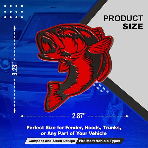 Bass Emblem 3D Fish Badge – Custom Car Sticker for Car, Truck, SUV, Trunk, Hood, Fender – Set of 2 (Chrome) in Kuwait
