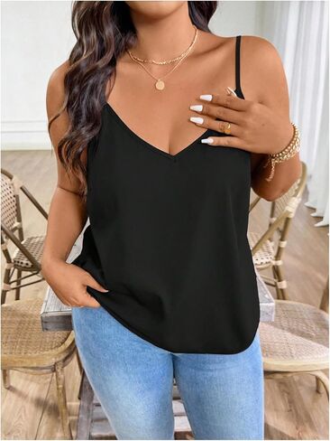 SOLY HUX Women's Plus Size Twist Open Back Cami Tops V Neck Spaghetti Strap Summer Going Out Camisole in Saudi Arabia