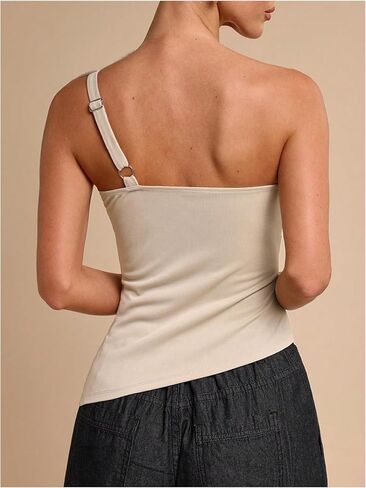 WDIRARA Women's Bowknot Ruched Tank Tops Sleeveless Asymmetrical Fitted Tops in Saudi Arabia
