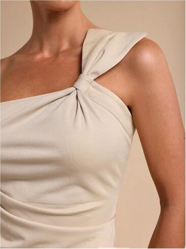 WDIRARA Women's Bowknot Ruched Tank Tops Sleeveless Asymmetrical Fitted Tops in Saudi Arabia